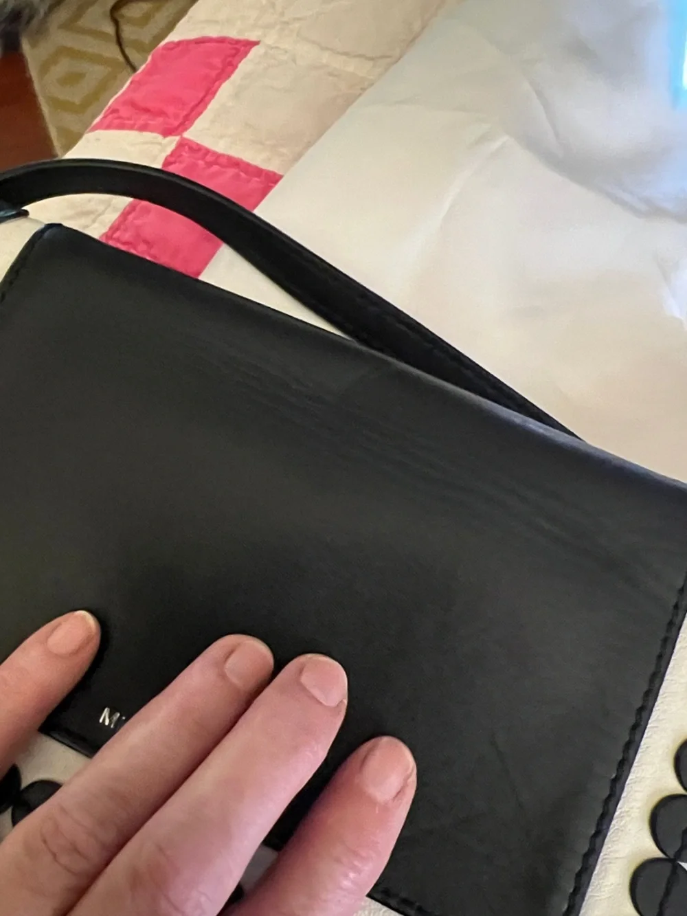 Michael Kors Black and White Leather beautiful Trim Crossbody